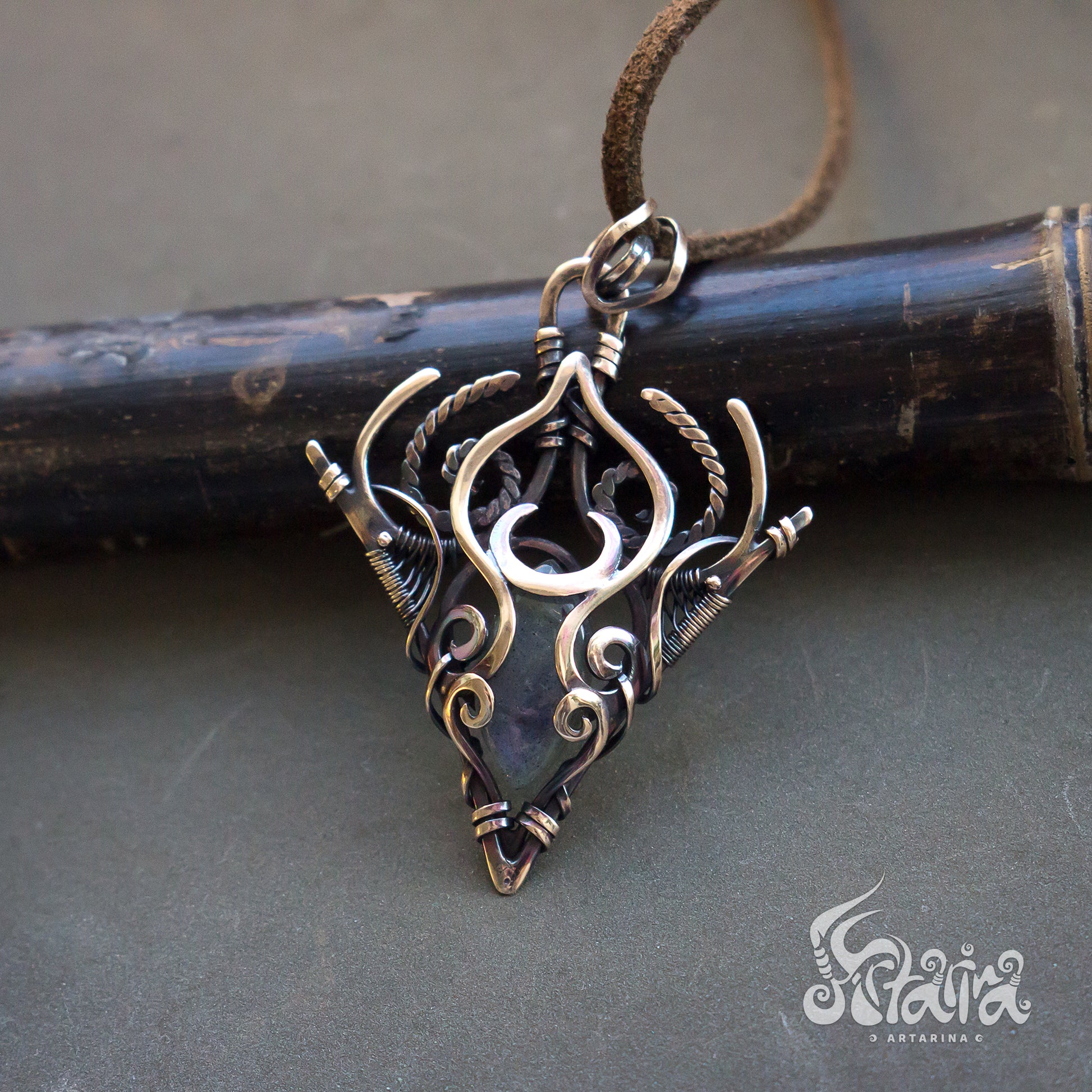 Bronze wire wrapped necklace Celtic viking jewelry designer vikings bronze wire necklace Energy spiritual jewelry