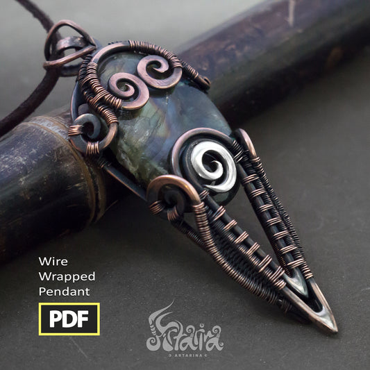 Wire wrapping PDF tutorial | Step by step wire wrap jewelry Artarina lesson | Advanced wire weaving |