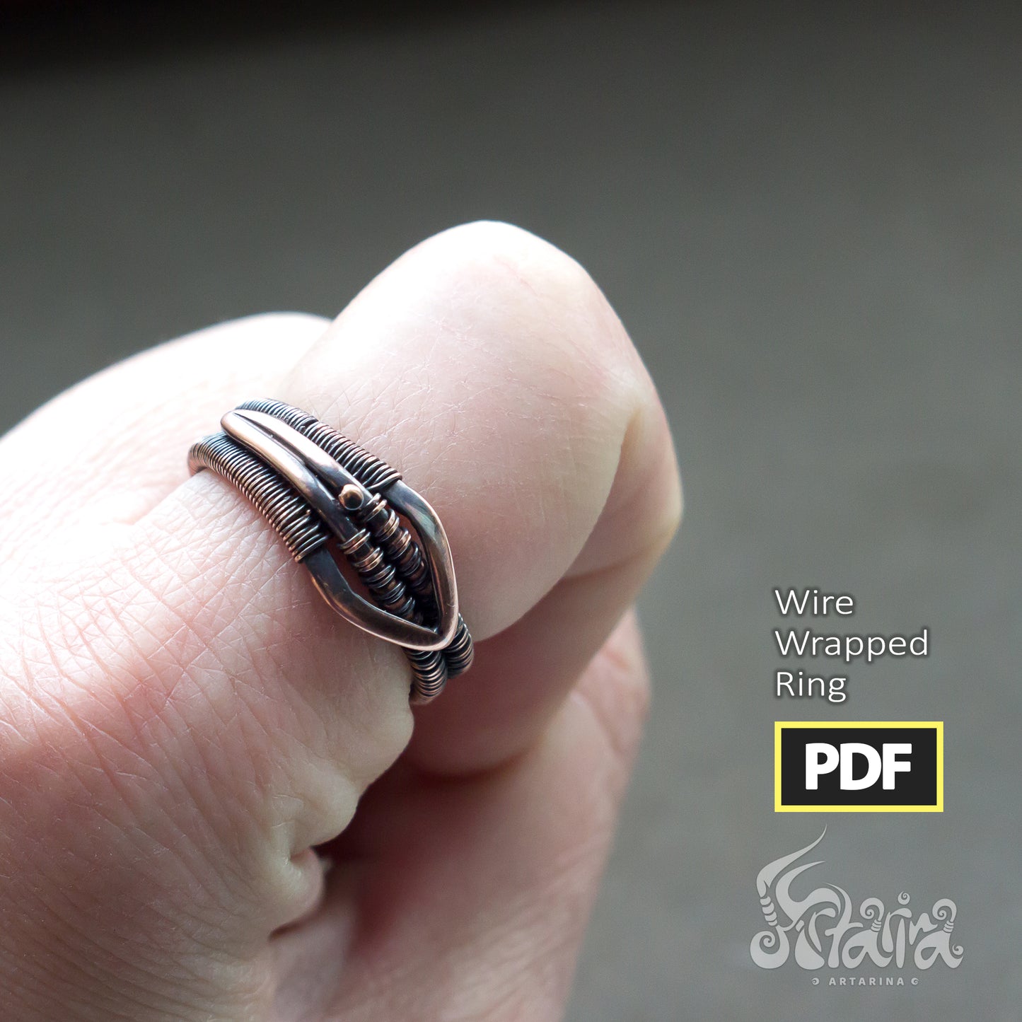 Wire wrapped handmade ring tutorial | Copper unique ring diy PDF | Wire wrap lessons | Unique ring by your hands