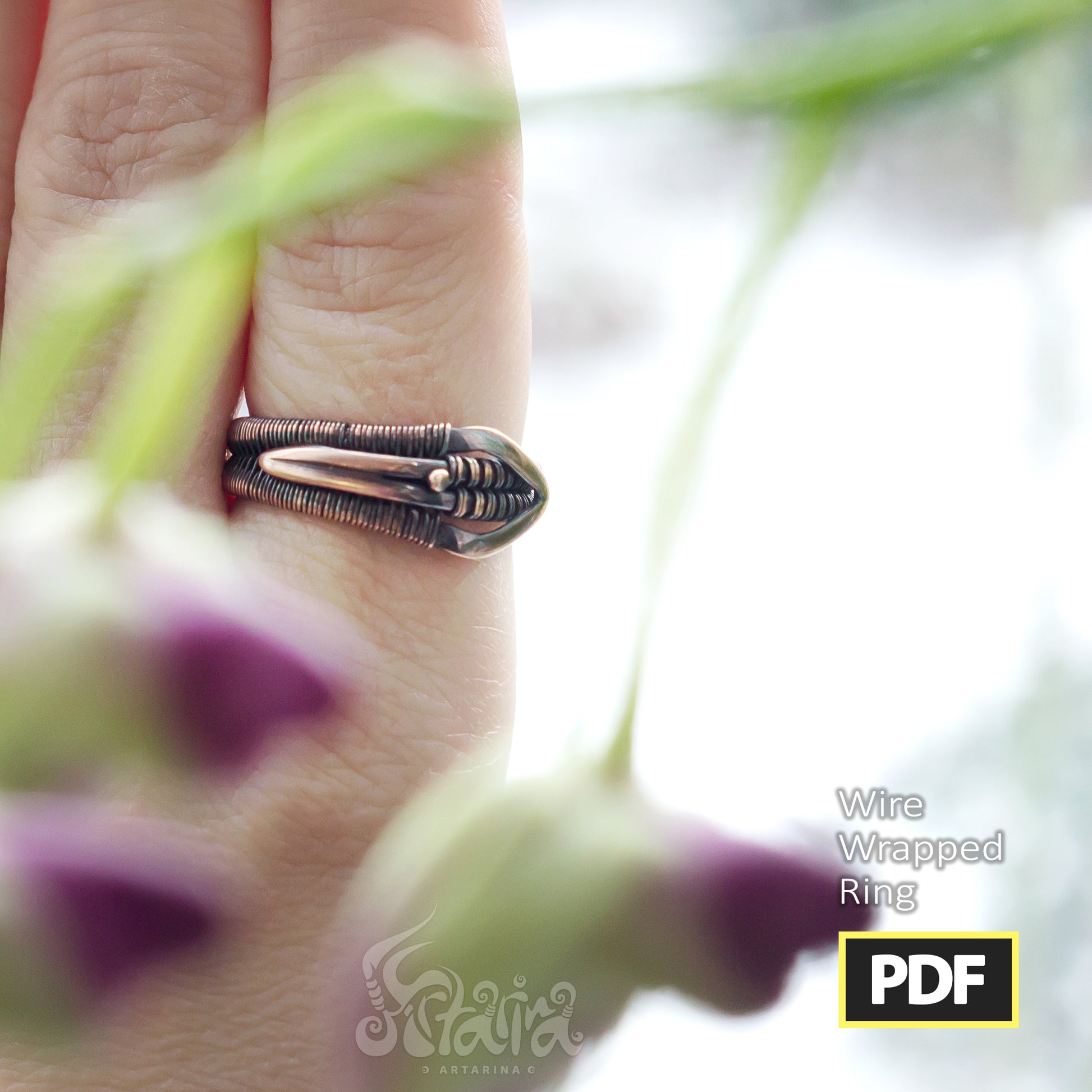 Wire wrapped handmade ring tutorial | Copper unique ring diy PDF | Wire wrap lessons | Unique ring by your hands