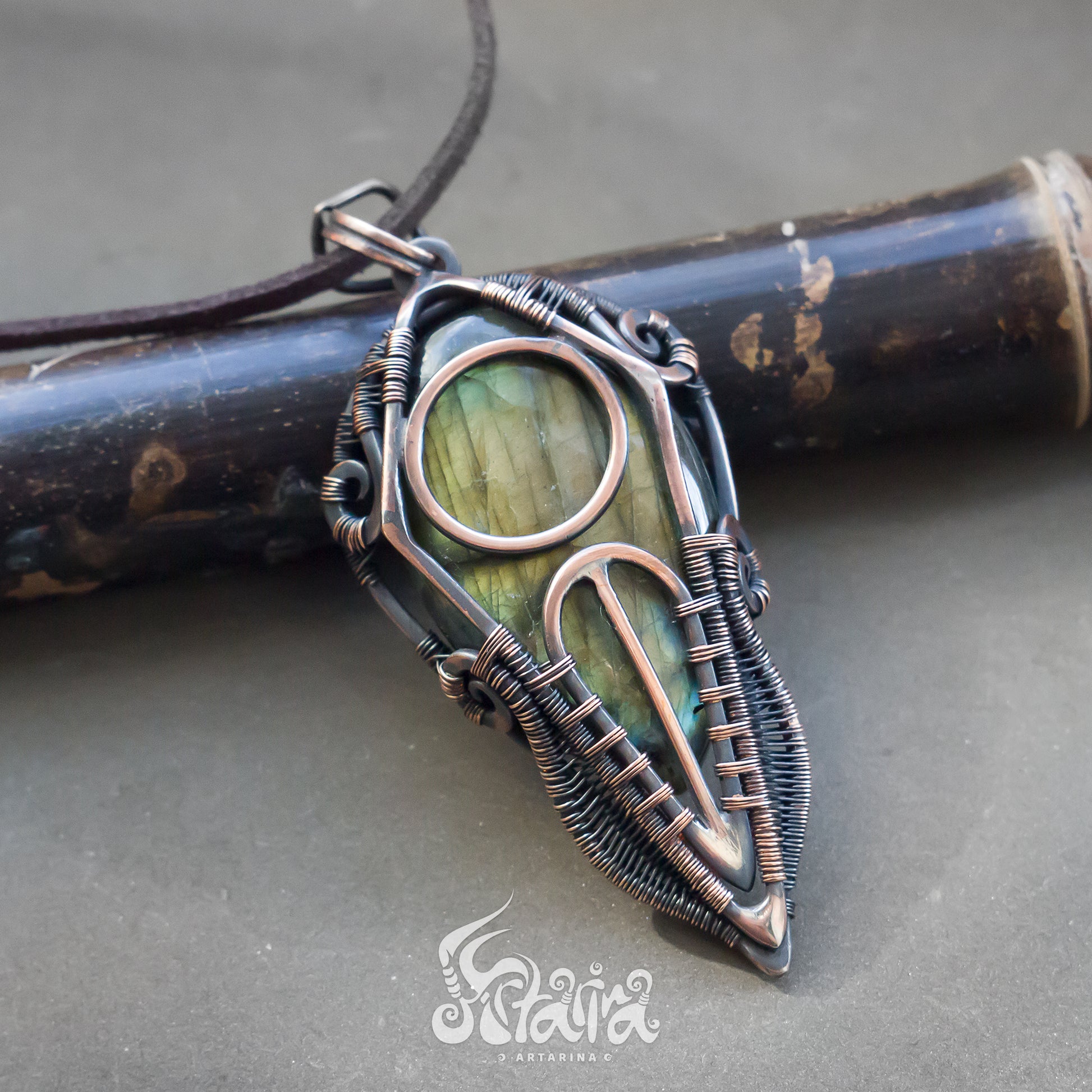 Egyptian jewelry sacred geometry masonic wire wrapped labradorite pendant thelema alchemy talisman tarot jewelry hermetic jewelry compass necklace star of david magic amulet artarina