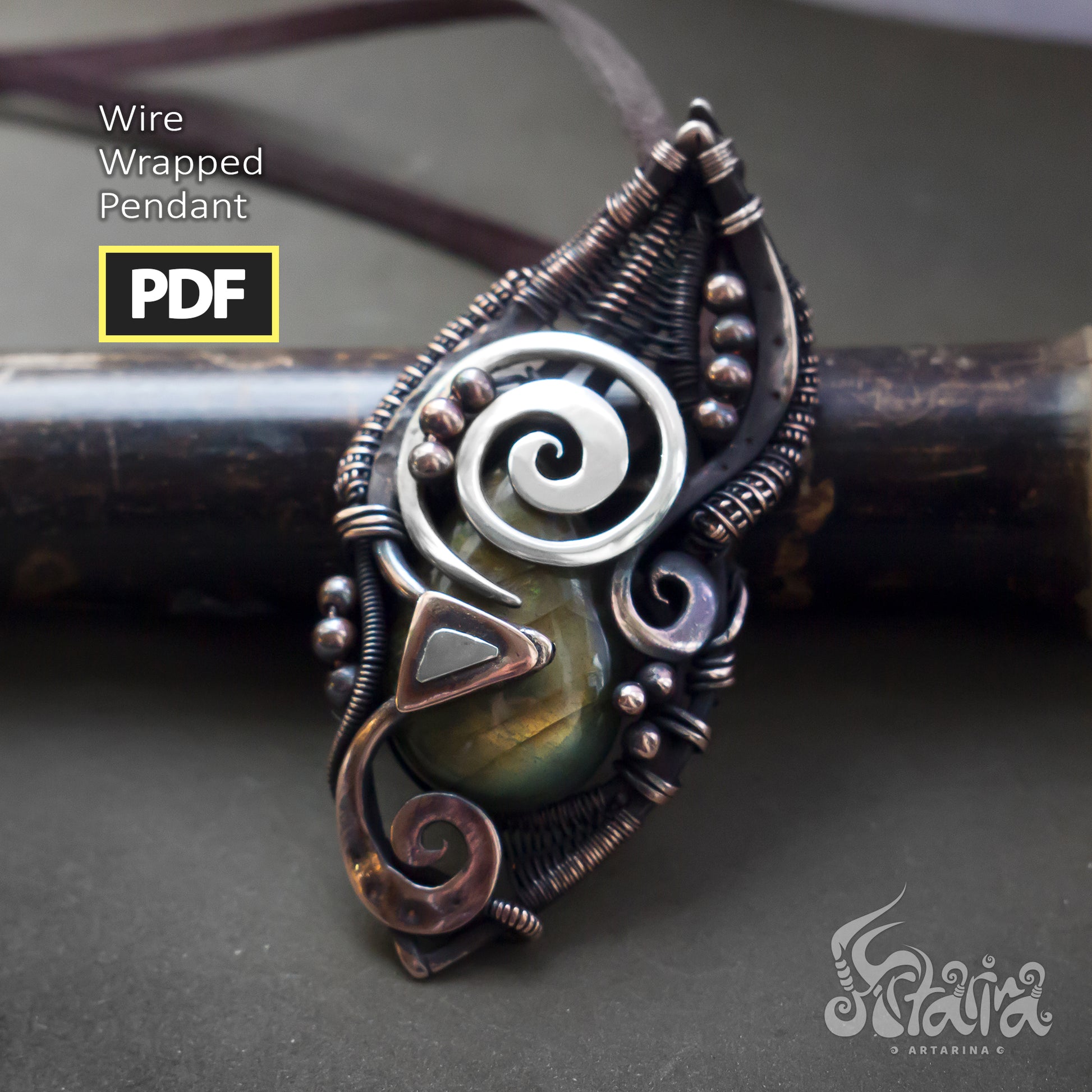 New Wire wrapping PDF tutorial | Diy wire jewelry Advanced | Unique jewelry design pdf step by step | Artarina