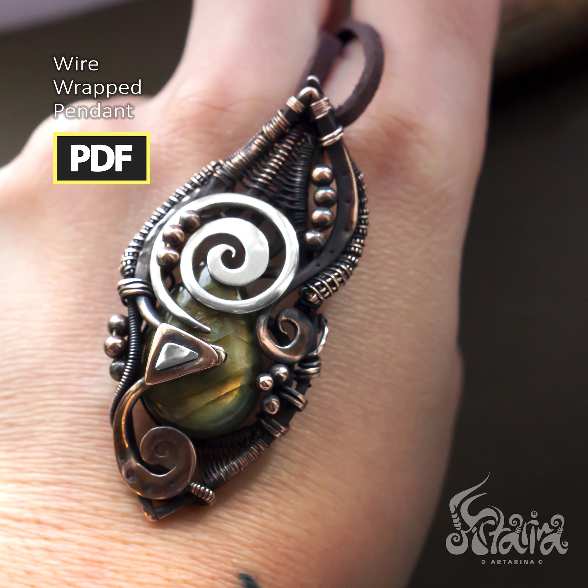 New Wire wrapping PDF tutorial | Diy wire jewelry Advanced | Unique jewelry design pdf step by step | Artarina
