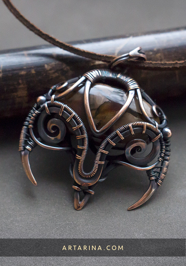 Brown bronze jasper necklace