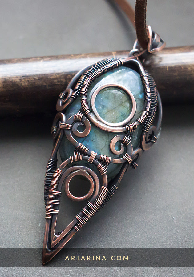Copper labradorite steampunk necklace