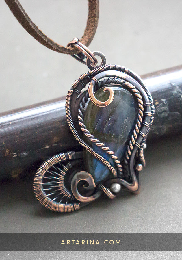 Natural gemstone heart necklace
