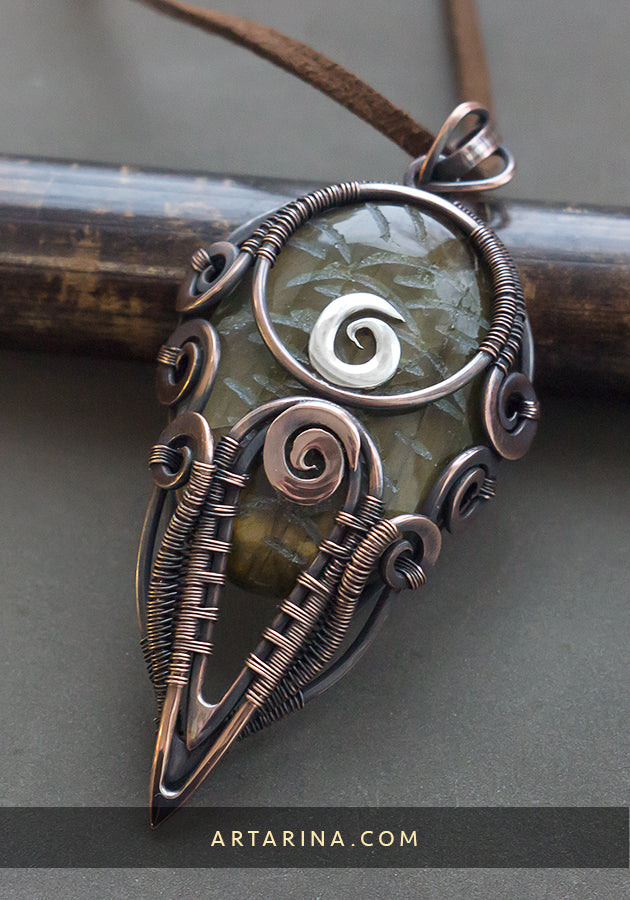 Carved labradorite statement necklace