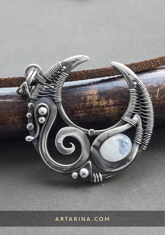 Wire wrapped moon necklace