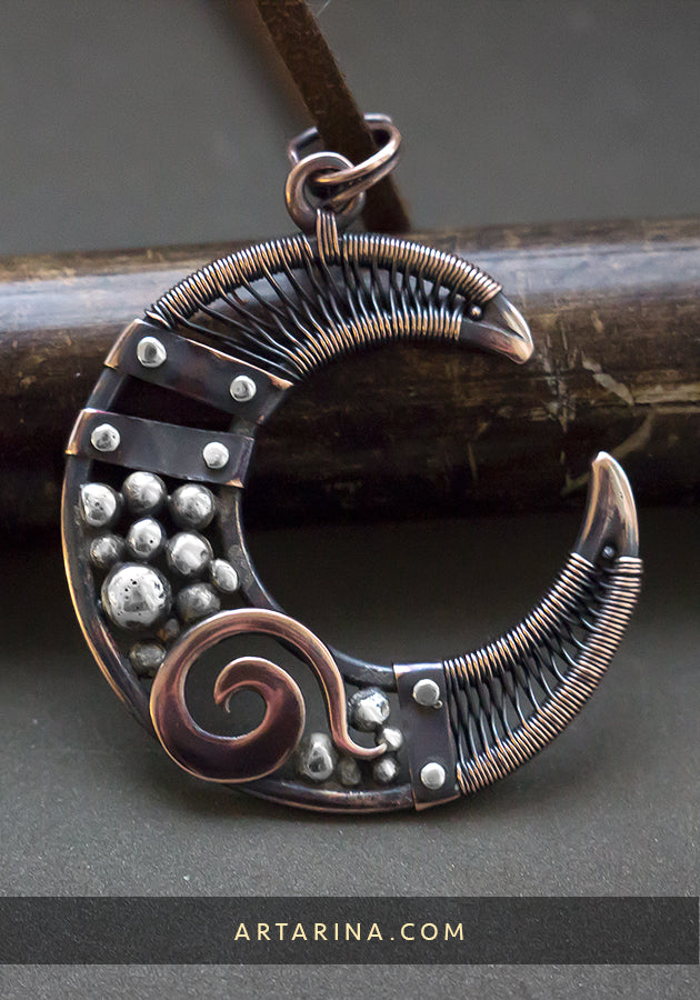 crescent moon wicca necklace
