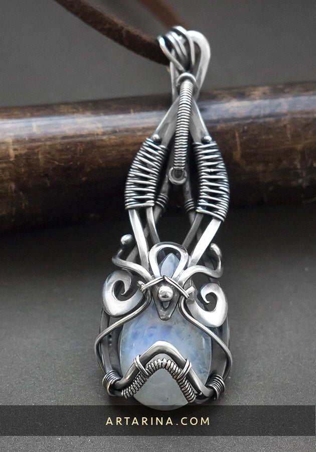 Moonstone silver necklace