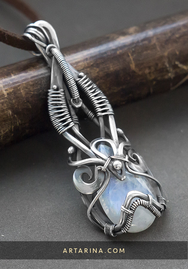 Moonstone silver necklace