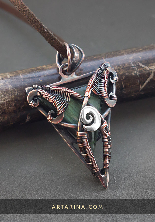 Mixed metals wire wrapped necklace