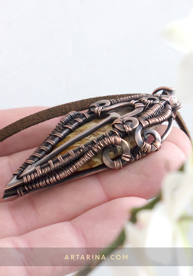 Copper wire wrapped necklace