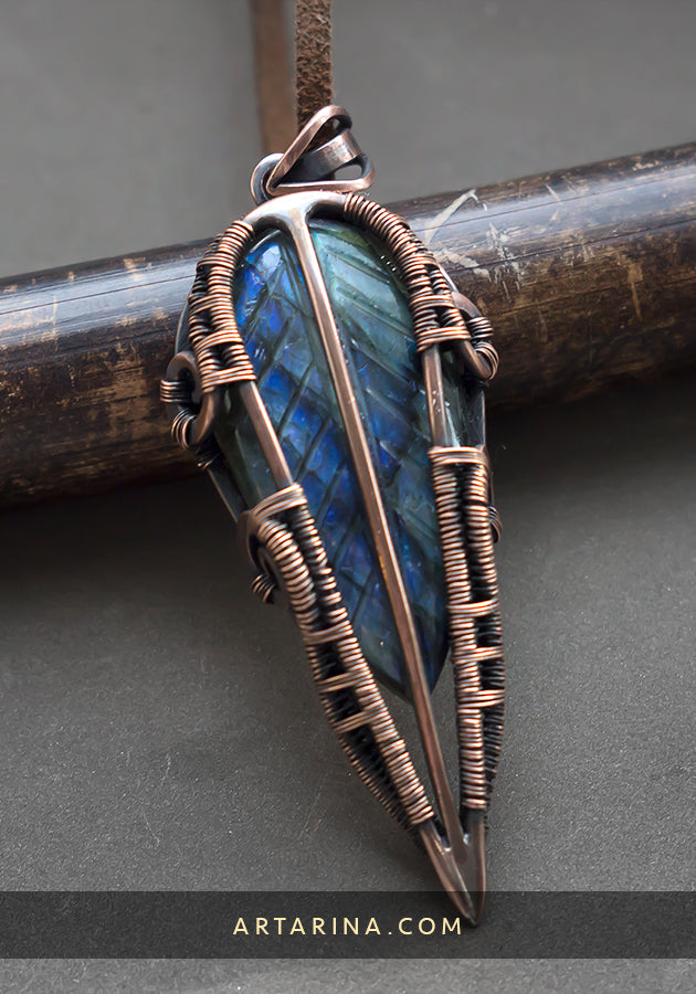 Carved stone necklace