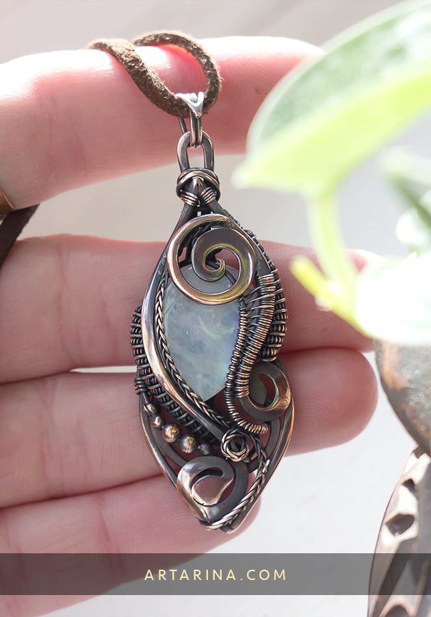 Wire wrapped moonstone