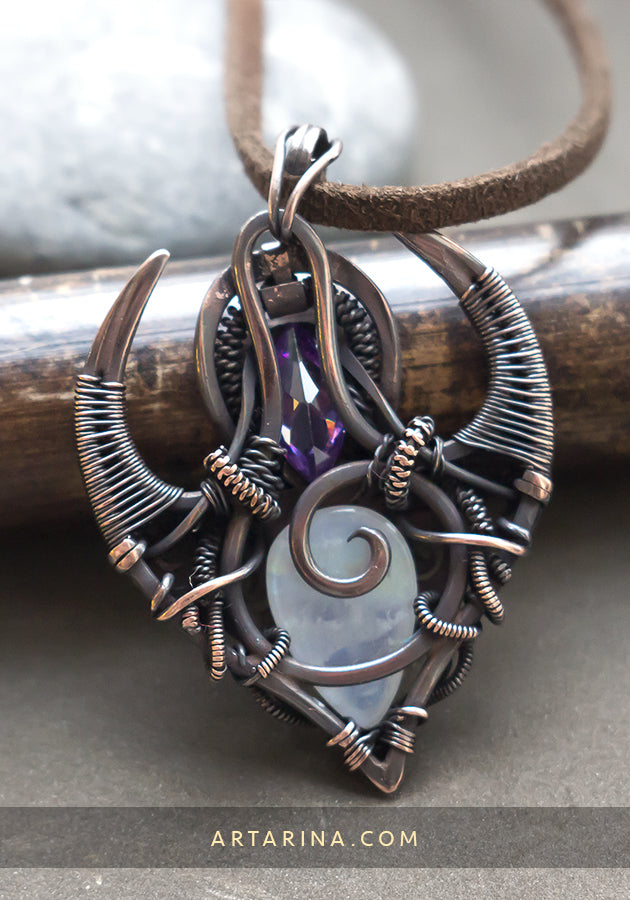 back side copper moonstone necklace