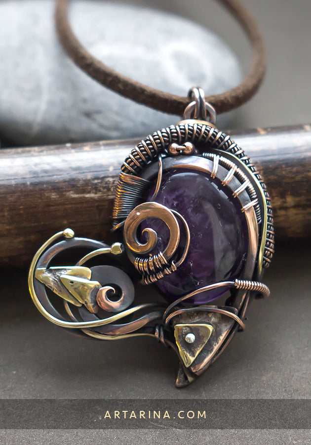 Wire wrapped heart pendant