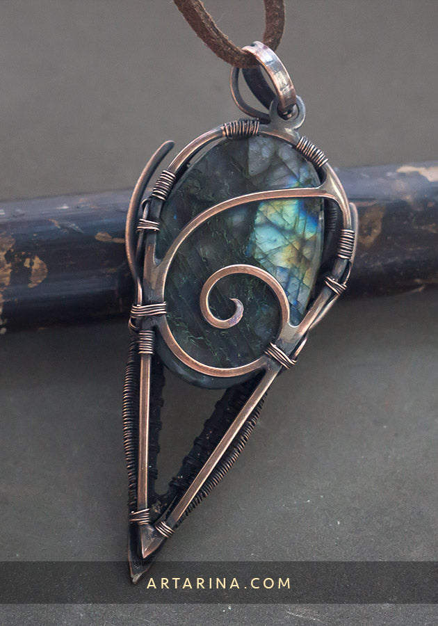 Copper wirewrapped pendant