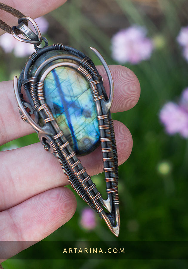 Copper wirewrapped pendant