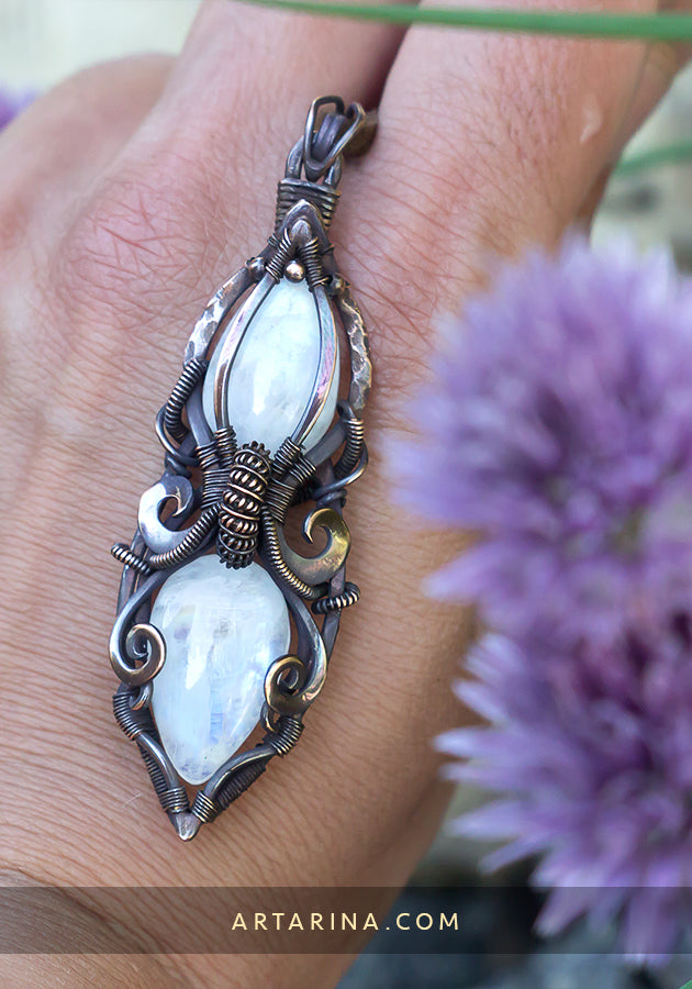 wire wrap moonstone necklace