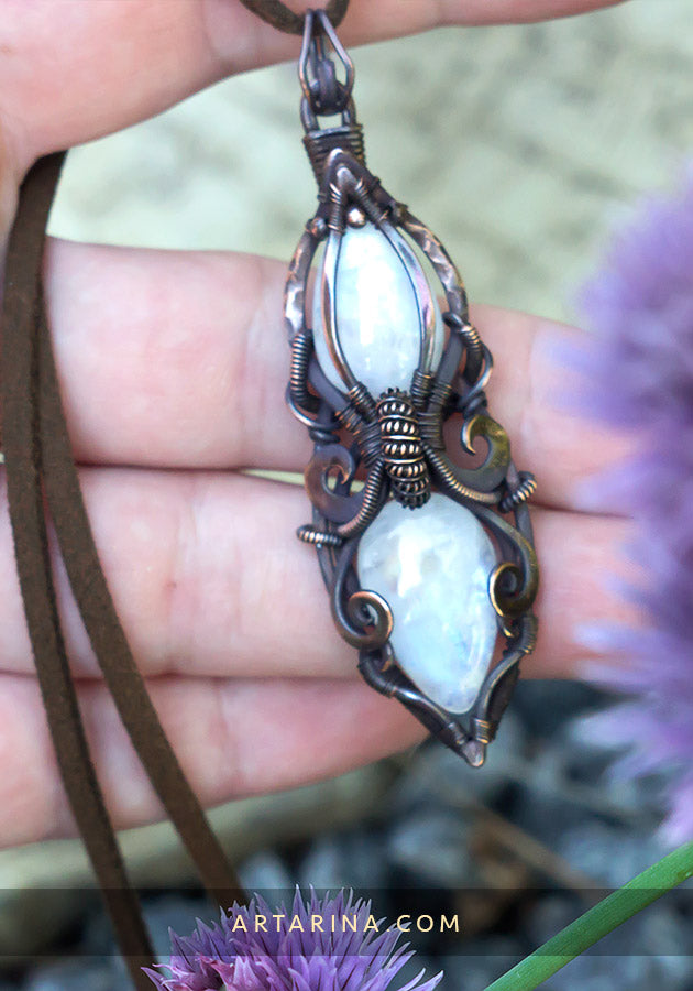 wire wrapped moonstone pendant