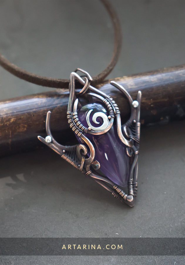 Amethyst wire wrap necklace