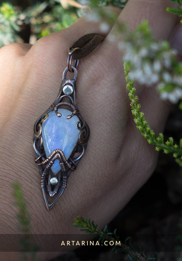 Wire wrapped moonstone necklace