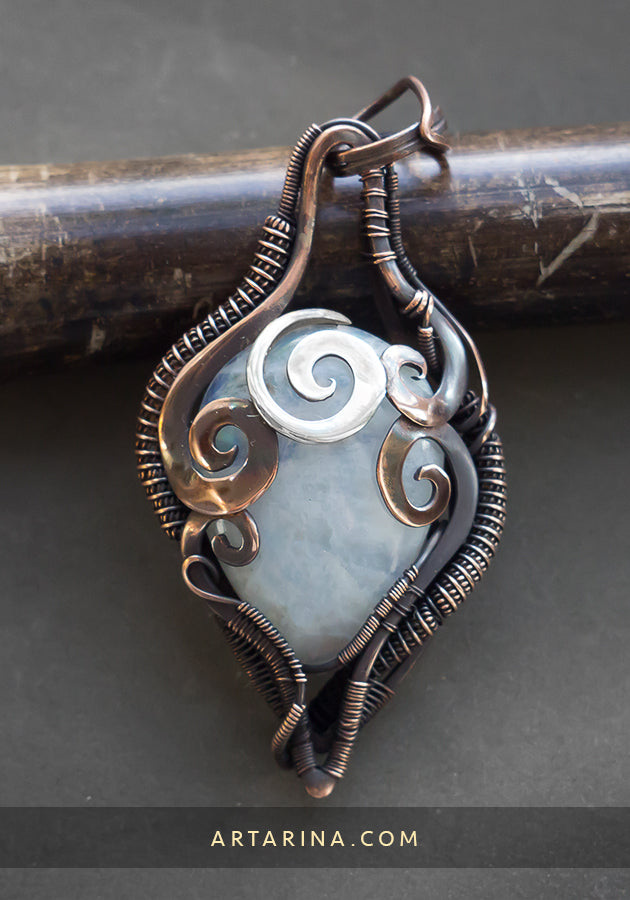 Moonstone wire wrap necklace