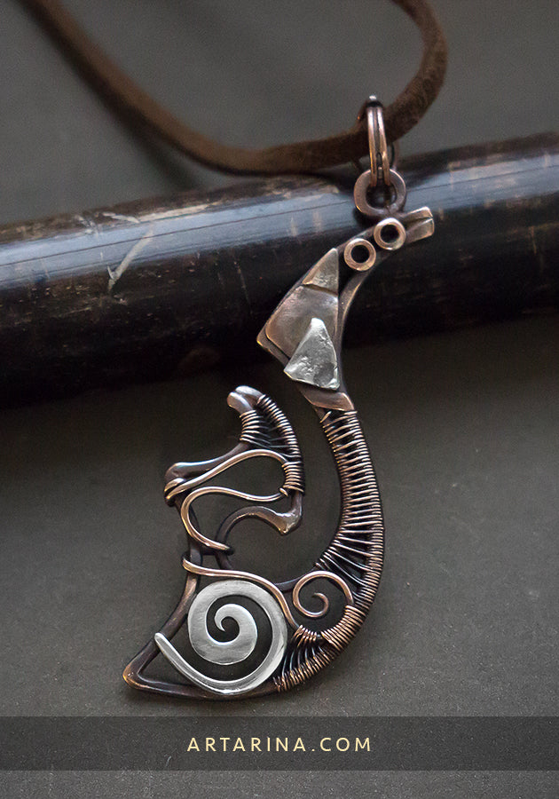 Hei matau wire wrapped pendant