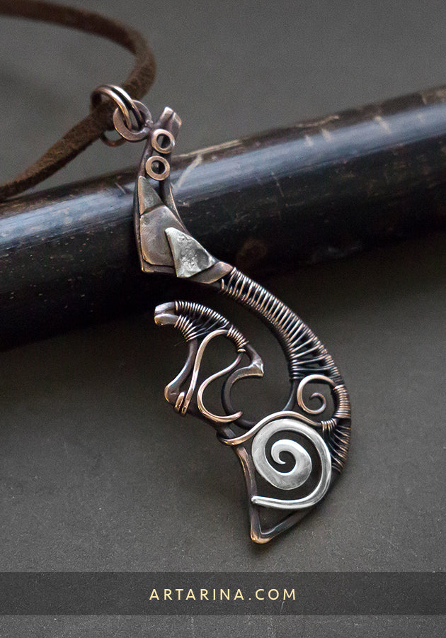 Hei matau wire wrapped pendant
