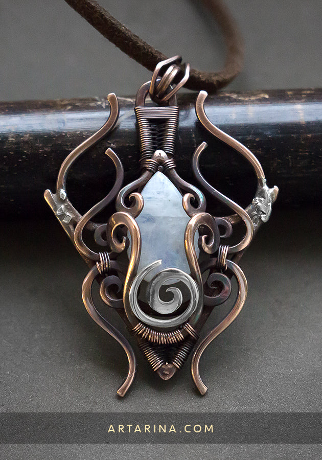 Moonstone wire wrap pendant