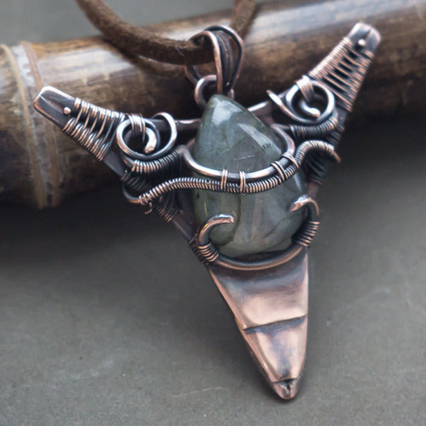 purple labradorite wire wrap pendant