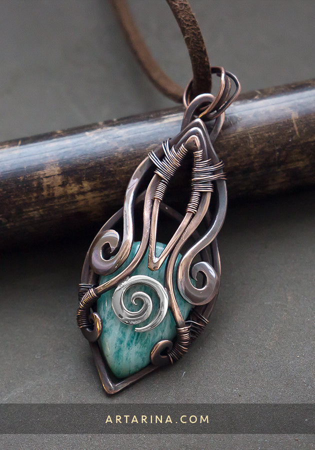 amazonite wirewrapped necklace