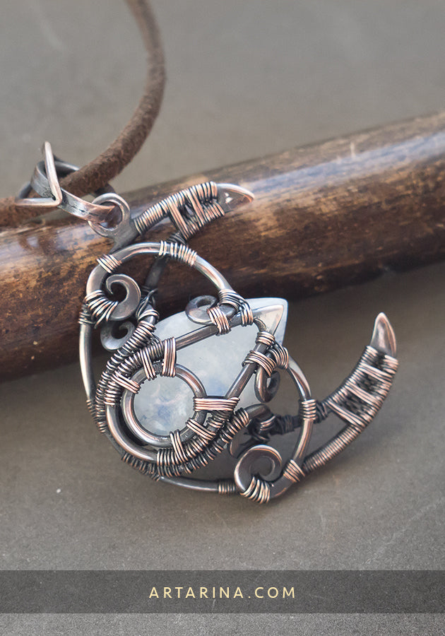 moonstone wire wrapped necklace