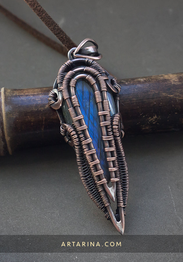 Copper wire wrap pendant