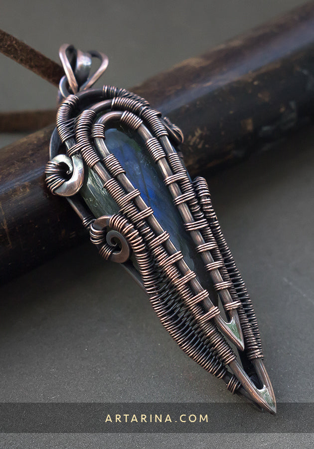 Copper wire wrap pendant