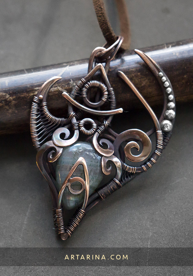 Wire wrapped necklace pendant