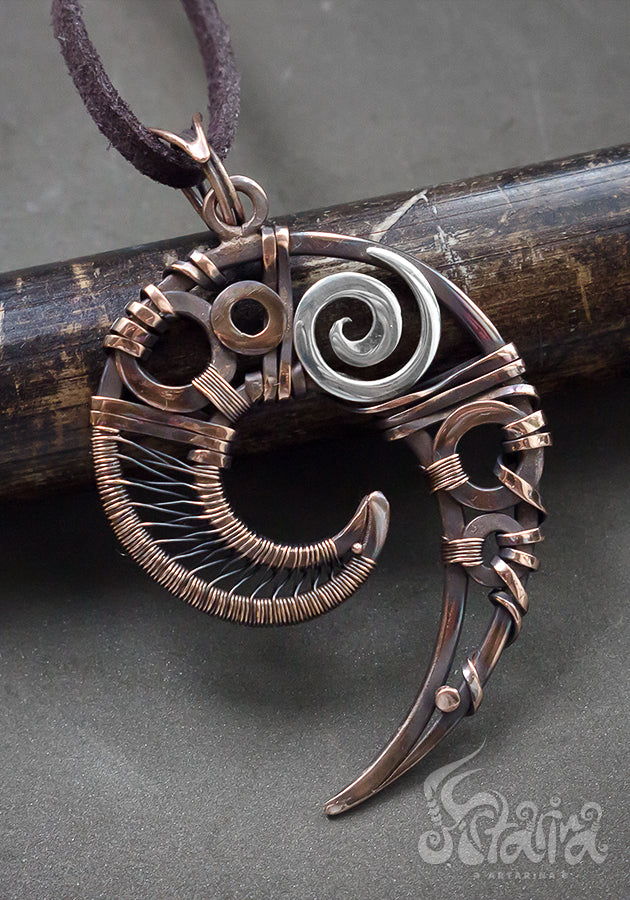 Spiral shaped copper wire wrapped necklace