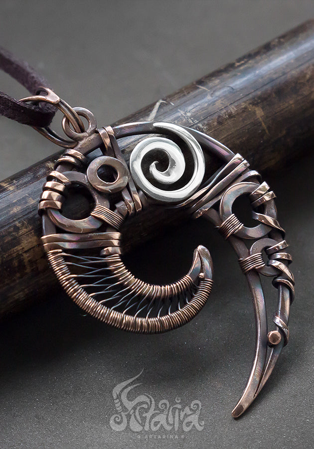 Spiral shaped copper wire wrapped necklace