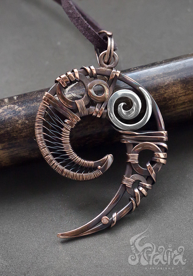 Spiral shaped copper wire wrapped necklace