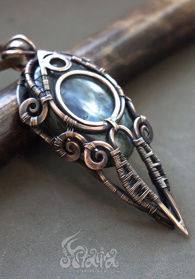 Wire wrapped pagan necklace with stone. Copper wirewrap Cosmic space pendent Wire wrapped pagan necklace with stone. Copper wirewrap Cosmic space pendent Wire wrapped pagan necklace with stone. Copper wirewrap Cosmic space pendent mans wirewrapped necklace Jewelry gift for Man by artarina
