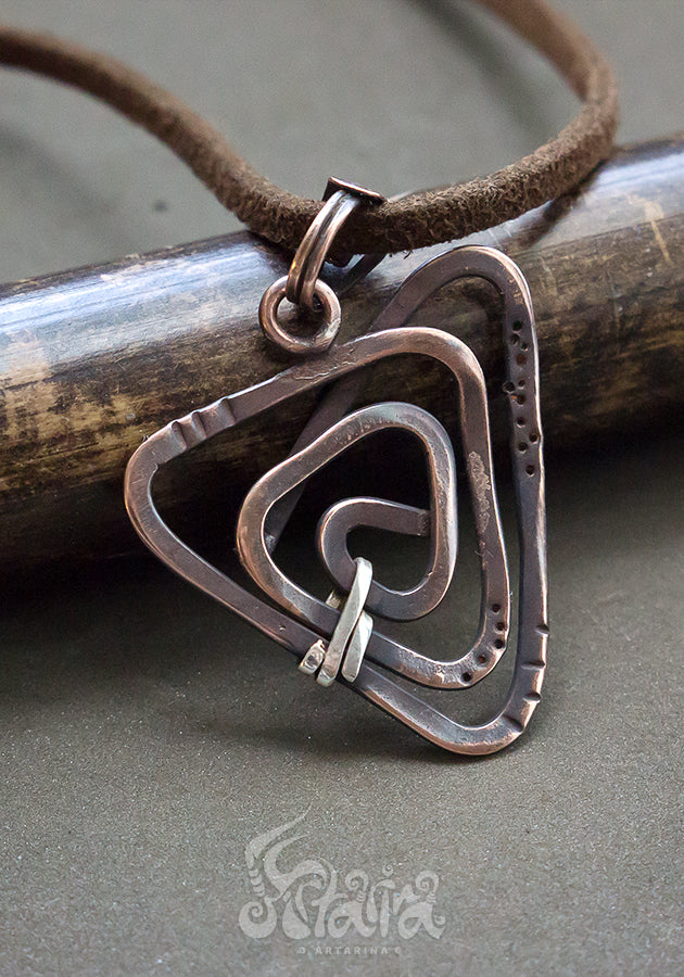 Rustic necklace Tribal natural copper metal triangle arrow point pagan pendant Rustic necklace Tribal  natural copper metal triangle arrow point pagan pendant Primitive jewelry Arrow head Strength Protection Amulet by Artarina