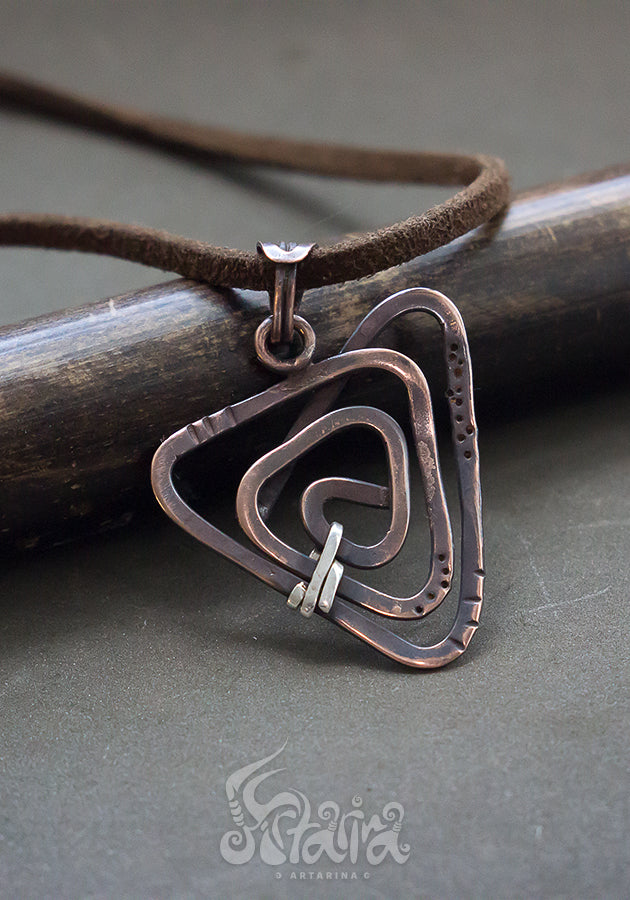 Rustic necklace Tribal natural copper metal triangle arrow point pagan pendant Rustic necklace Tribal natural copper metal triangle arrow point pagan pendant Primitive jewelry Arrow head Strength Protection Amulet by Artarina