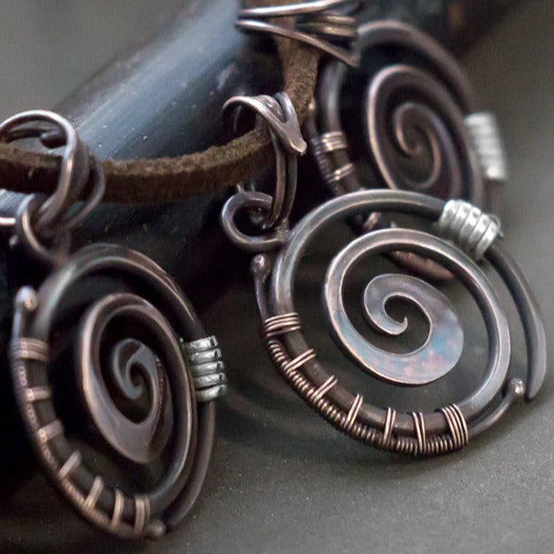 Everyday small simple copper spiral wire wrapped pendant. Everyday small copper spiral wire wrapped pendant Unique designer protection spiritual copper jewelry Minimalist round spiral necklace by artarina
