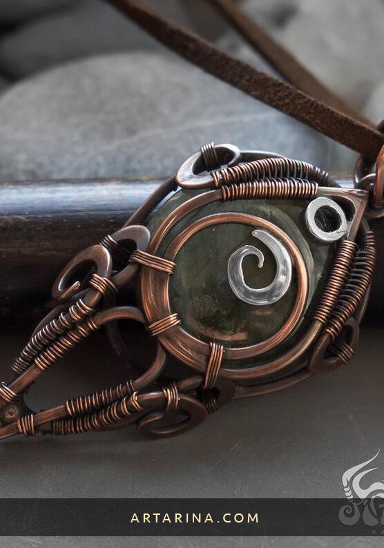 Outlander necklace poison, ancient mystical artifacts natural stone wire wrapped pendants