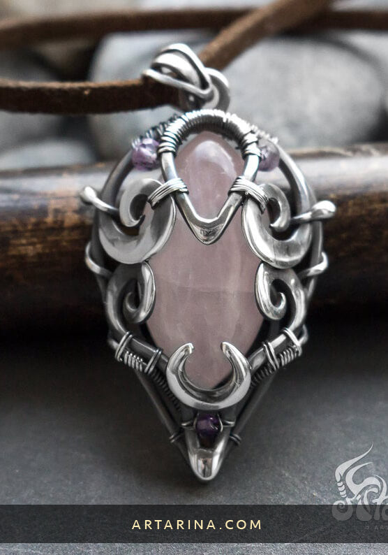Rose quartz crystal necklace