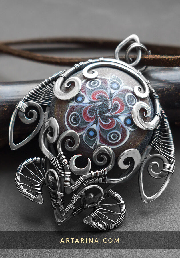 hand blown glass turtle necklace