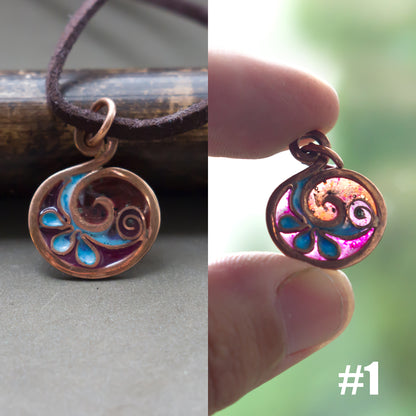 Small coloful unique copper pebble pendants pic 8