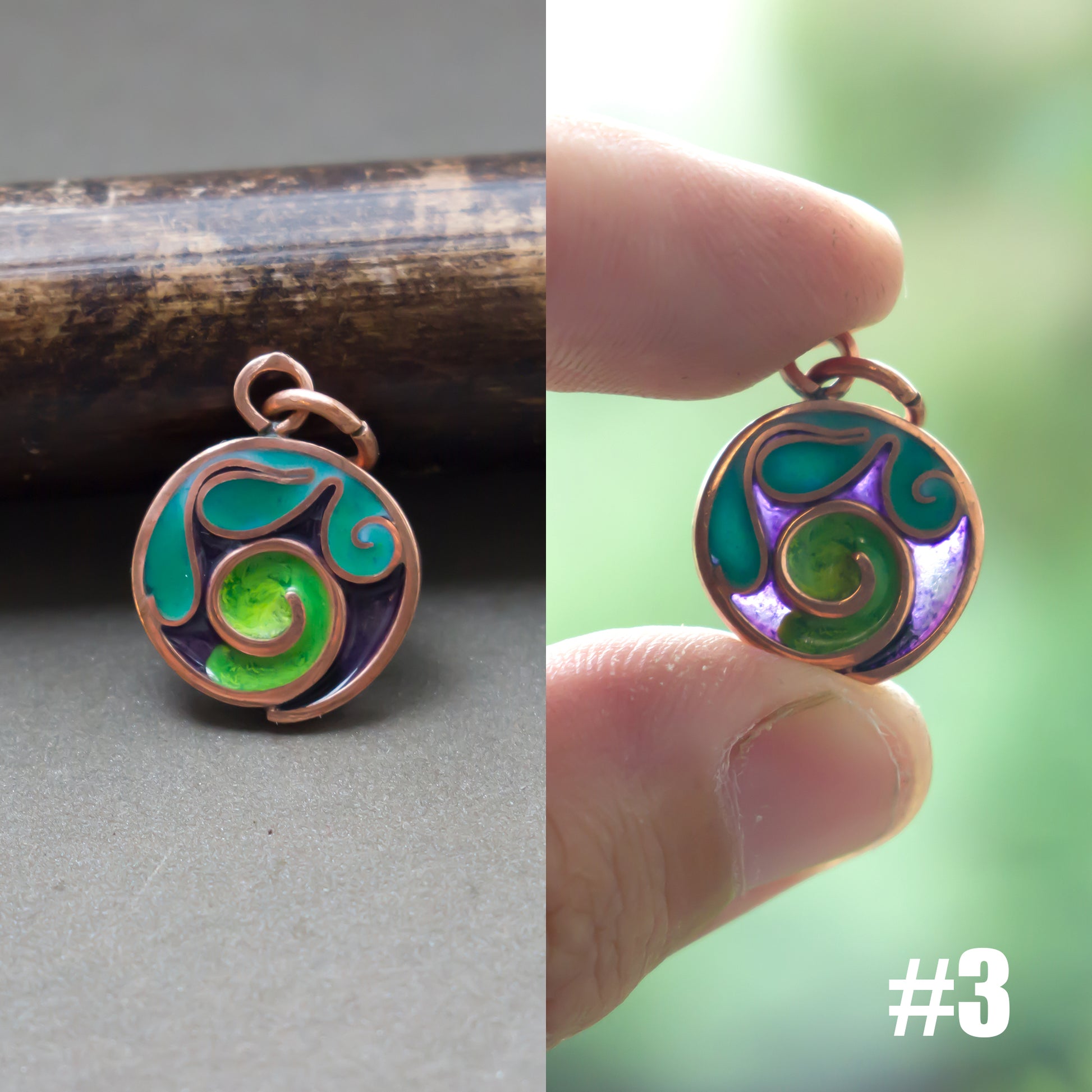 Small coloful unique copper pebble pendants pic 10