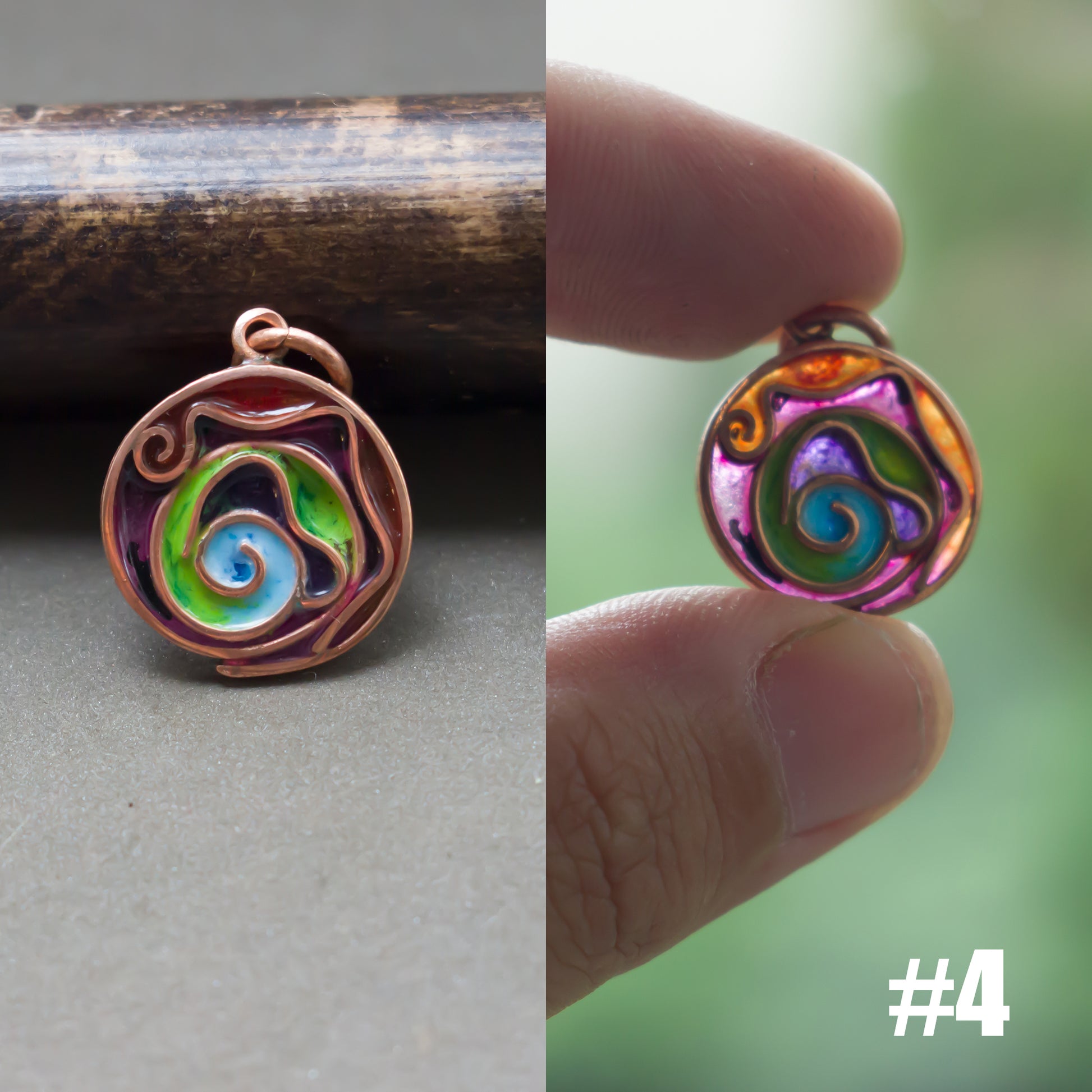 Small coloful unique copper pebble pendants pic 11